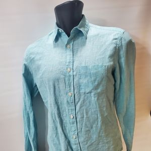 GAP Linen Casual Button Down Shirt. Light Blue Aqua.  SMA…